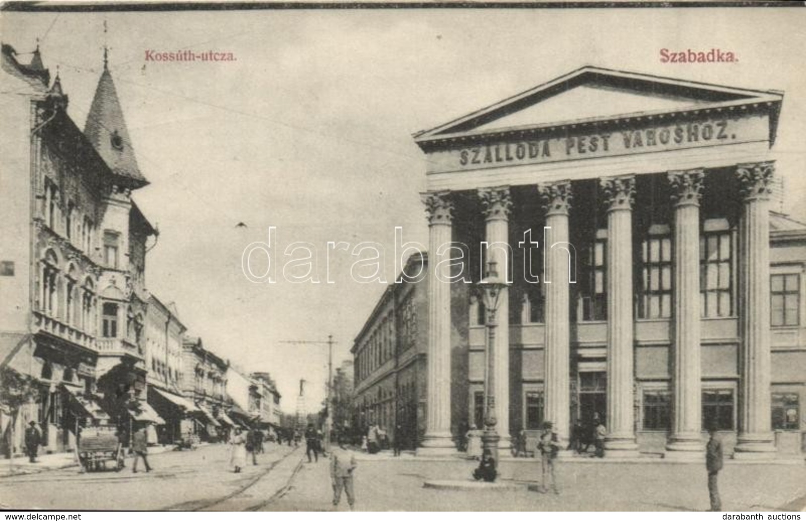 T2/T3 Szabadka, Subotica; Utcakép, Szálloda Pest Városához / Street View With Hotel  (EK) - Ohne Zuordnung