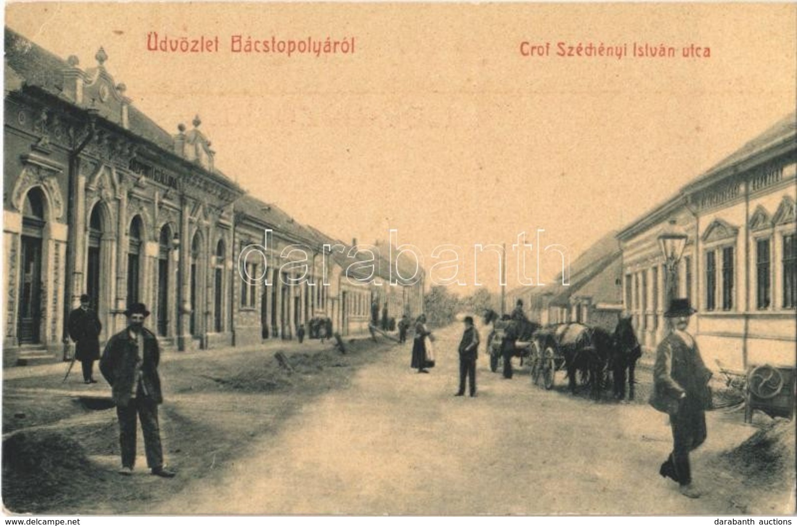 T2/T3 1909 Topolya, Bácstopolya, Backa Topola; Gróf Széchenyi István Utca, Központi Szálloda, Mezőgazdasági Gépüzlet. W. - Ohne Zuordnung