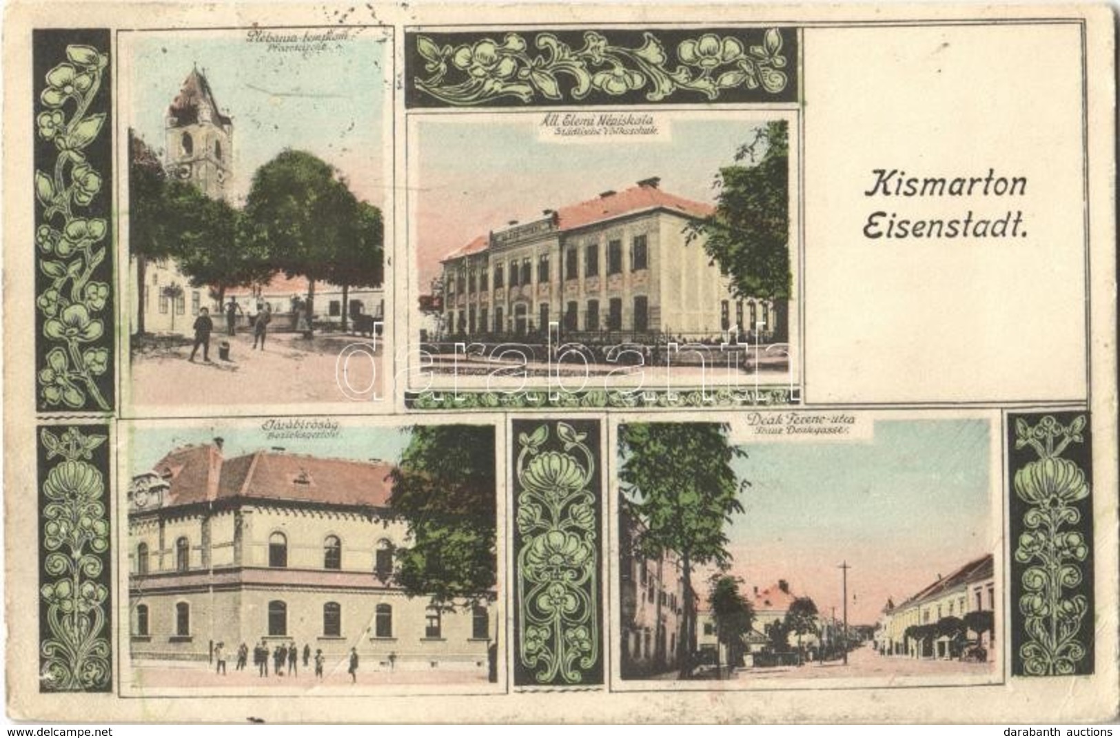 T2/T3 1917 Kismarton, Eisenstadt; Plébánia Templom, Állami Elemi Népiskola, Járásbíróság, Deák Ferenc Utca / Church, Sch - Sin Clasificación