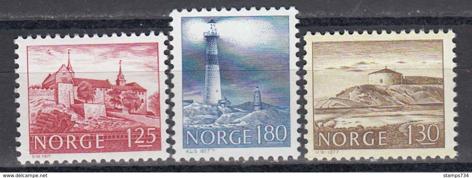 Norway 1977 - Freimarken: Bauwerke, Mi-Nr. 739/41, MNH** - Unused Stamps