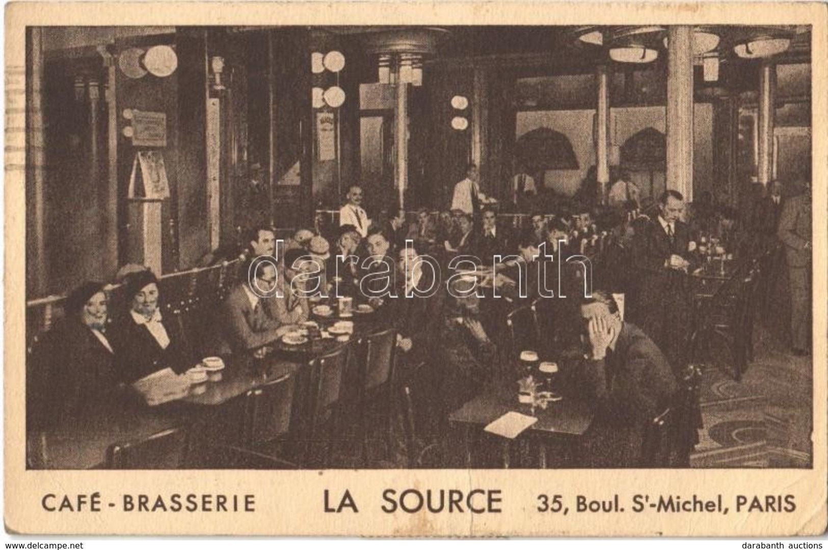 T2/T3 1934 Paris, La Source Café Brasserie. 35. Boul. S-Michel / Cafe And Brewery Interior  (EK) - Otros & Sin Clasificación