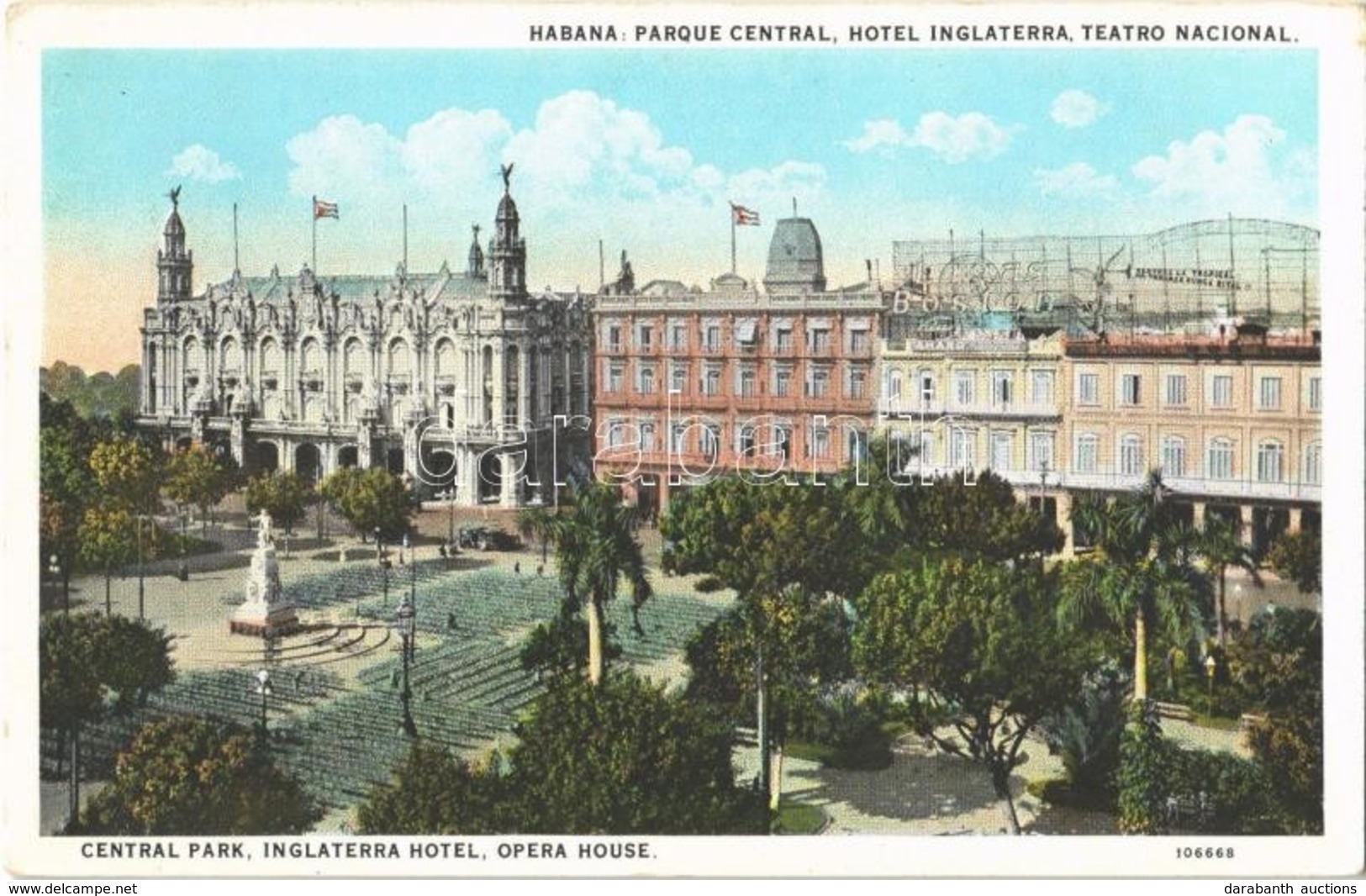 ** T2 1931 Havana, Habana; Parque Central, Hotel Inglaterra, Teatro Nacional / Central Park, Inglaterra Hotel, Opera Hou - Otros & Sin Clasificación