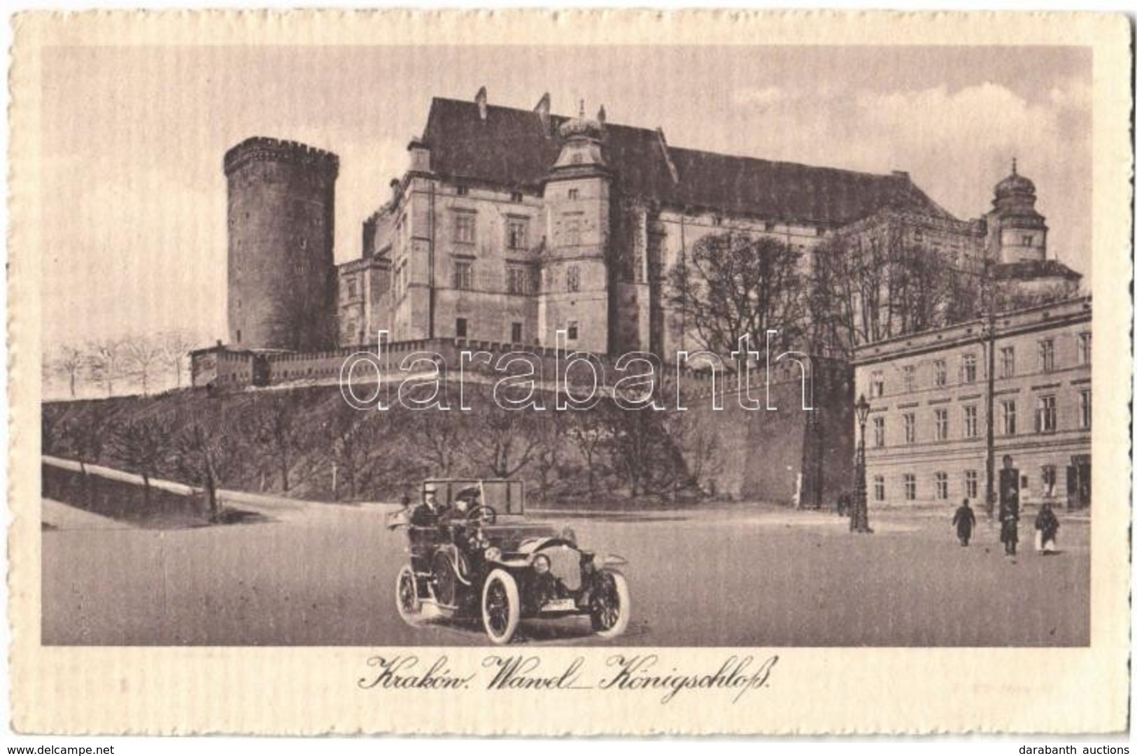 T2 1915 Kraków, Krakau, Krakkó; Wawel / Königschloss / Castle, Automobile Montage + 'K.u.K. Militärzensur Krakau 2.' - Otros & Sin Clasificación