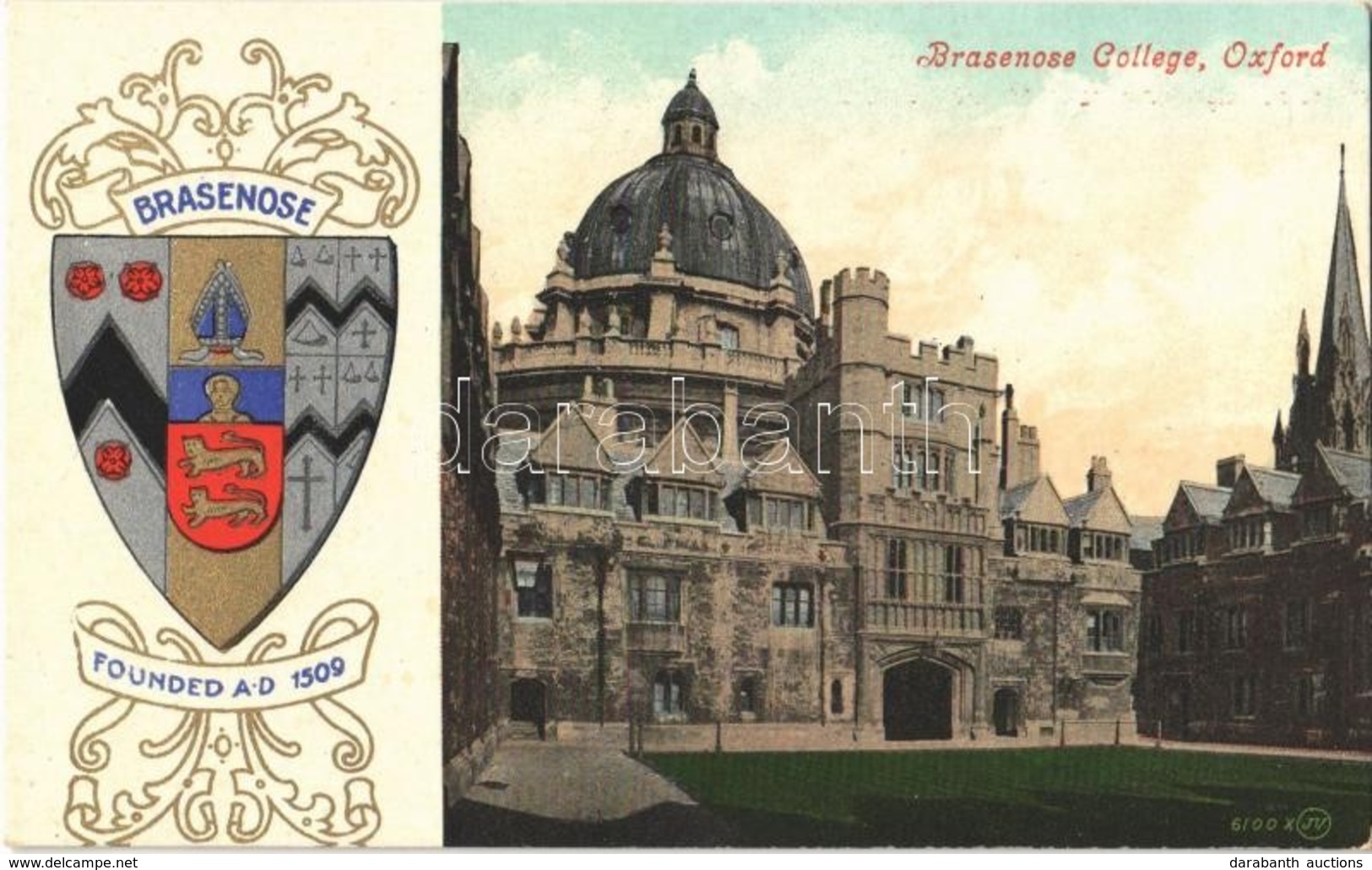 ** T1 Oxford, Brasenose College. Coat Of Arms. Valentine's Series - Sonstige & Ohne Zuordnung