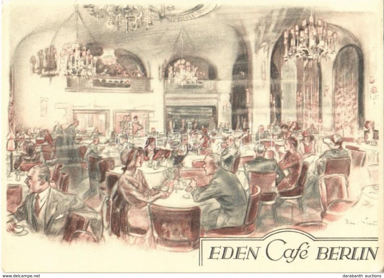 ** T1/T2 Berlin, Eden Hotel, Café, Interior, Advertisement Card (14,8 Cm X 10,5 Cm) - Ohne Zuordnung