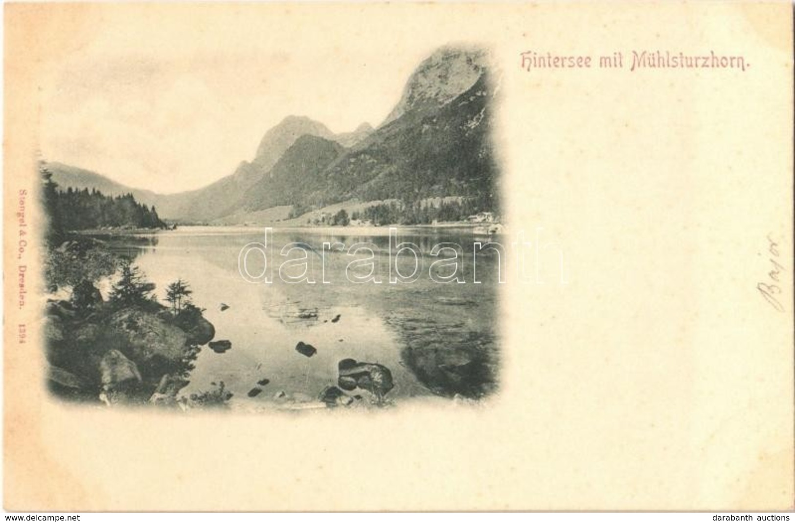 ** T1/T2 1937 Hintersee Mit Mühlsturzhorn / Lake, Mountain, Stengel & Co. 1394. - Ohne Zuordnung