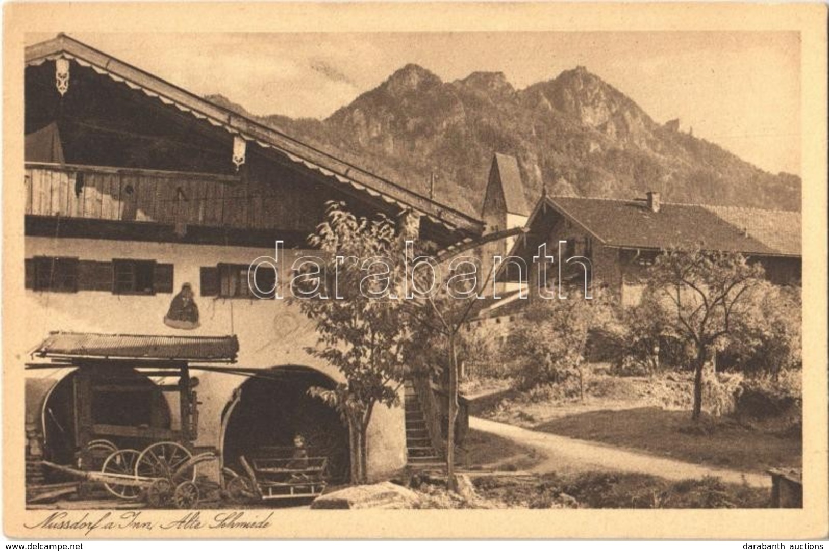 ** T1 Nussdorf Am Inn, Alte Schmiede, Dorfpartie Mit Heuberg / Old Forge, Mountain - Ohne Zuordnung