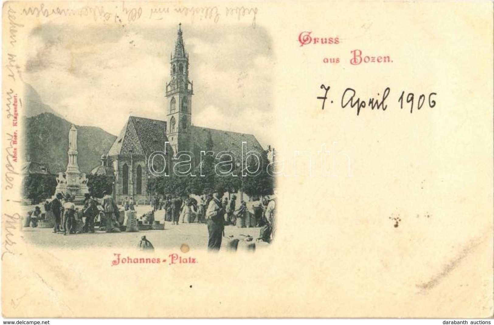 * T3 1906 Bolzano, Bozen (Südtirol); Johannes Platz / Square, Church, Statue, Market (Rb) - Otros & Sin Clasificación