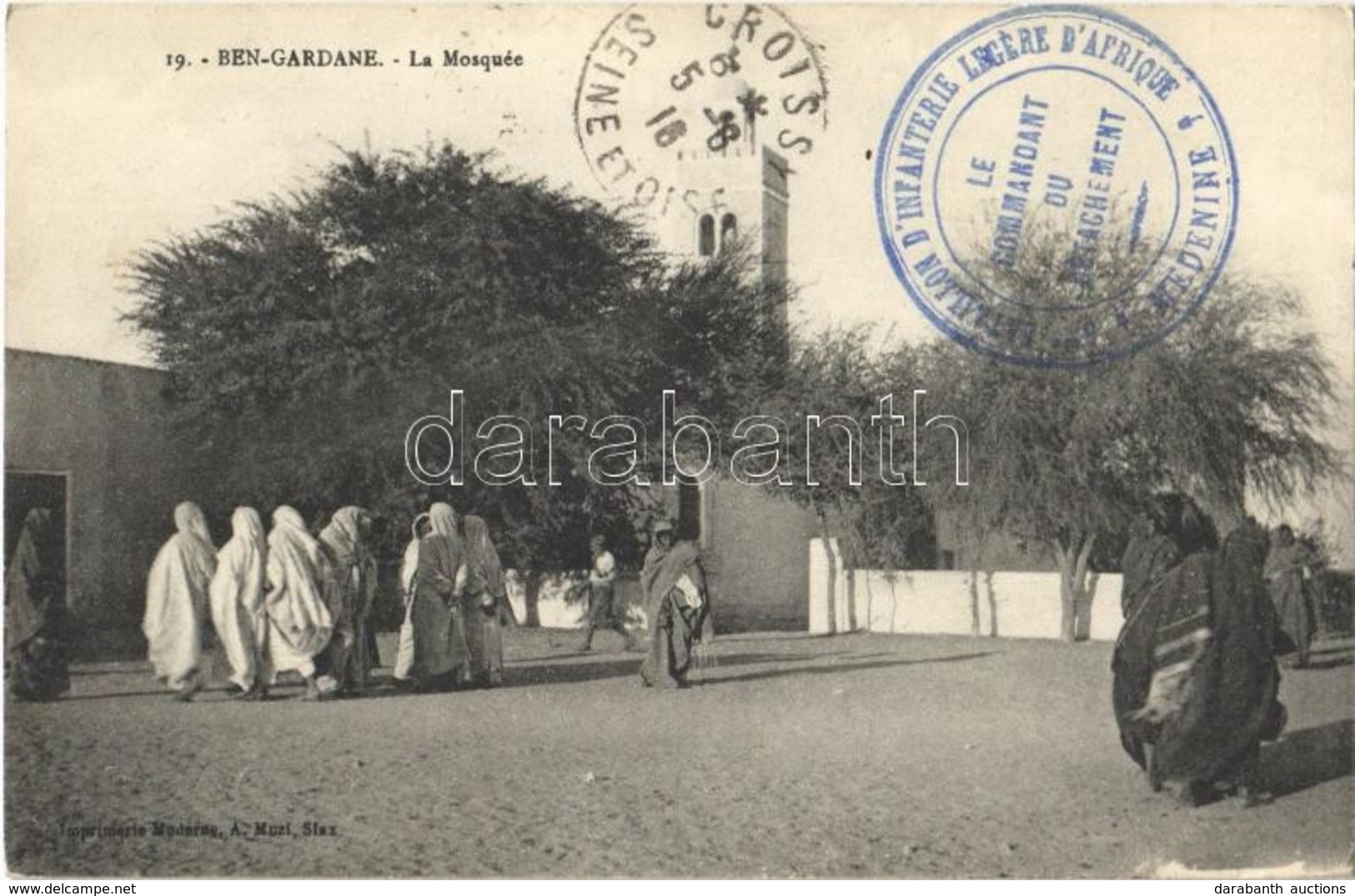 * T2 1916 Ben Gardane, La Mosquée / Mosque + Bataillon D'Infanterie Legere D'Afrique Medenine, Le Commandant Du Detachem - Otros & Sin Clasificación