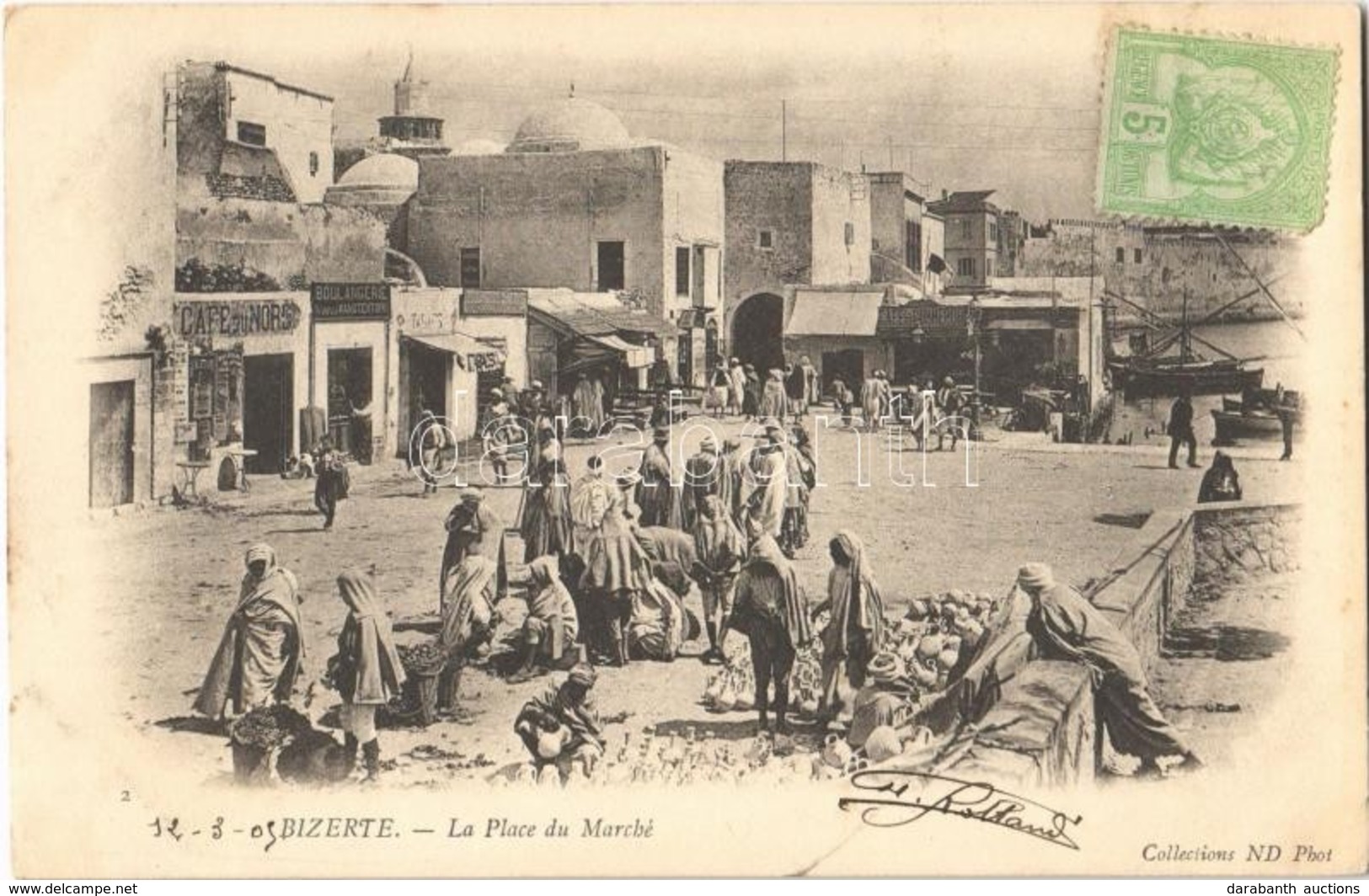 T2 Bizerte, La Place Du Marché, Café Du Nord, Boulangerie De La Manutention, Boulangerie Centrale Leautier, Café Du Comm - Otros & Sin Clasificación