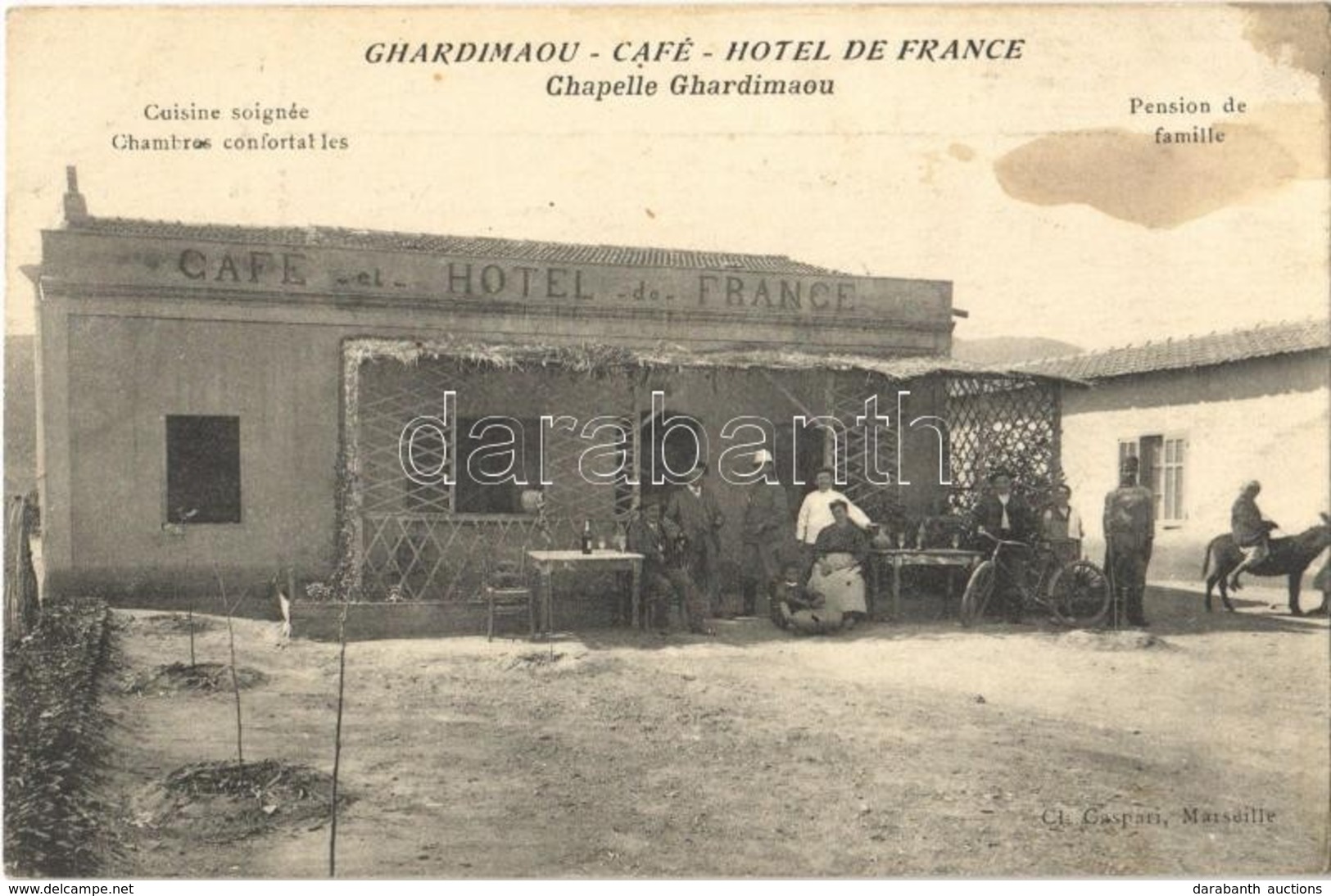 ** T2/T3 Ghardimaou, Café Et Hotel De France, Advertisement Card (non PC) (fl) - Otros & Sin Clasificación