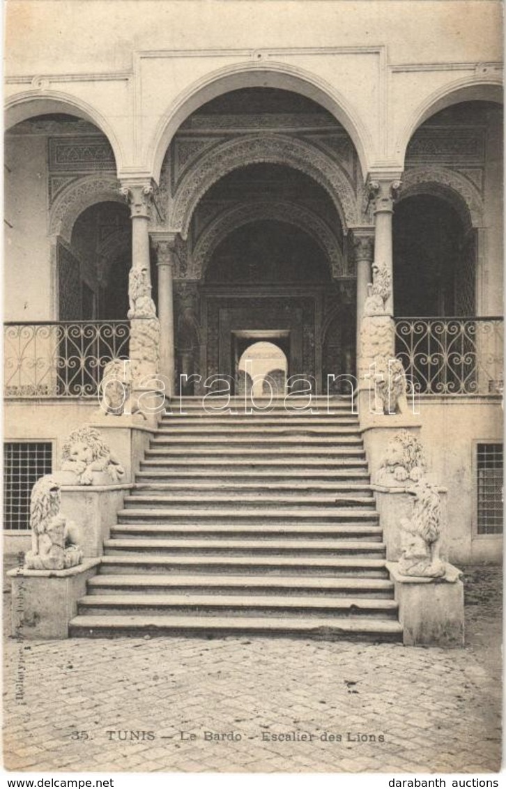 ** T1/T2 Le Bardo (Tunis), Escalier Des Lions / Staircase, Statues - Otros & Sin Clasificación