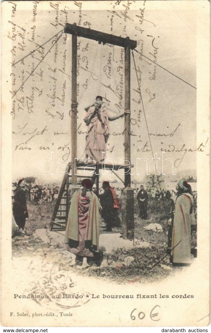 T2/T3 1902 Le Bardo (Tunis), Pendaison Au Bardo, Le Bourreau Fixant Les Cordes / Public Hanging, Executioner Fixing The  - Otros & Sin Clasificación