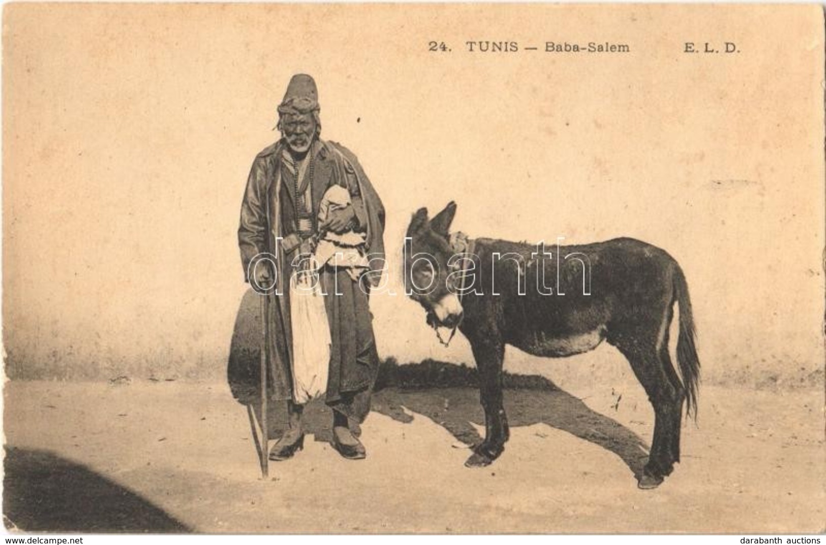** T2 1924 Tunis, Baba-Salem / Old Man With Donkey, Tunisian Folklore - Otros & Sin Clasificación