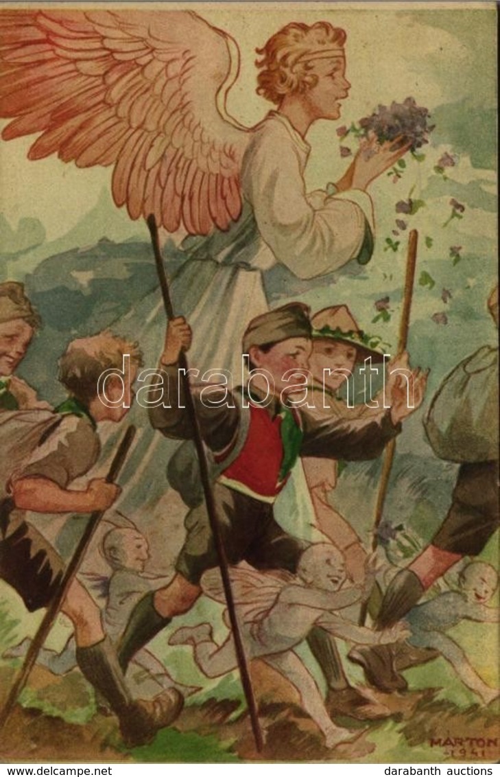 ** T2 Kiadja A Márton L. Féle Cserkészlevelezőlapok Kiadóhivatala / Hungarian Scout Art Postcard S: Márton L. - Ohne Zuordnung