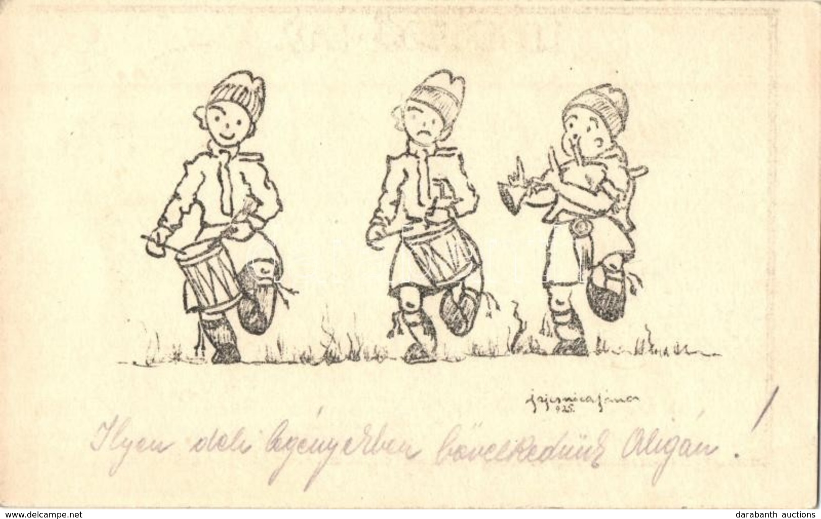 T2 1925 Cserkész Zenészek / Hungarian Boy Scout Musicians, Artist Signed - Ohne Zuordnung