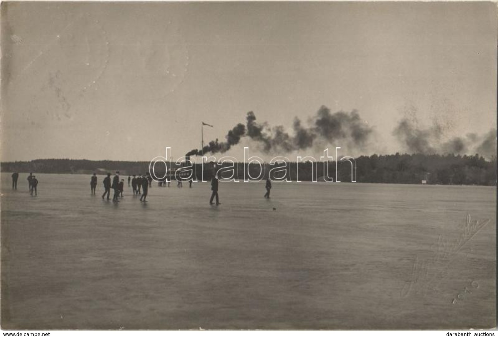 T1/T2 1910 'Isbytaren' Swedish Steamship On Frozen Lake, Photo - Sin Clasificación