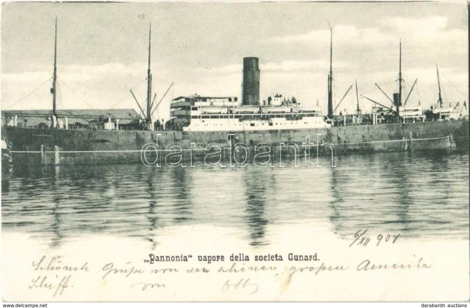 T2 1904 'Pannonia' Vapore Della Societa Cunard / Pannónia Kivándorlási Hajó. Divald Károly 522. Sz. / SS Pannonia Transa - Sin Clasificación