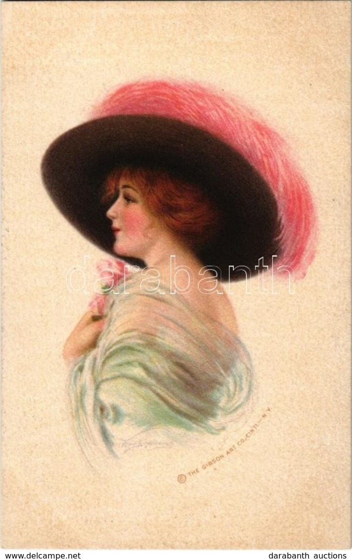 ** T1 Lady In Fashion Hat. The Gibson Art Company, Artist Signed - Sin Clasificación