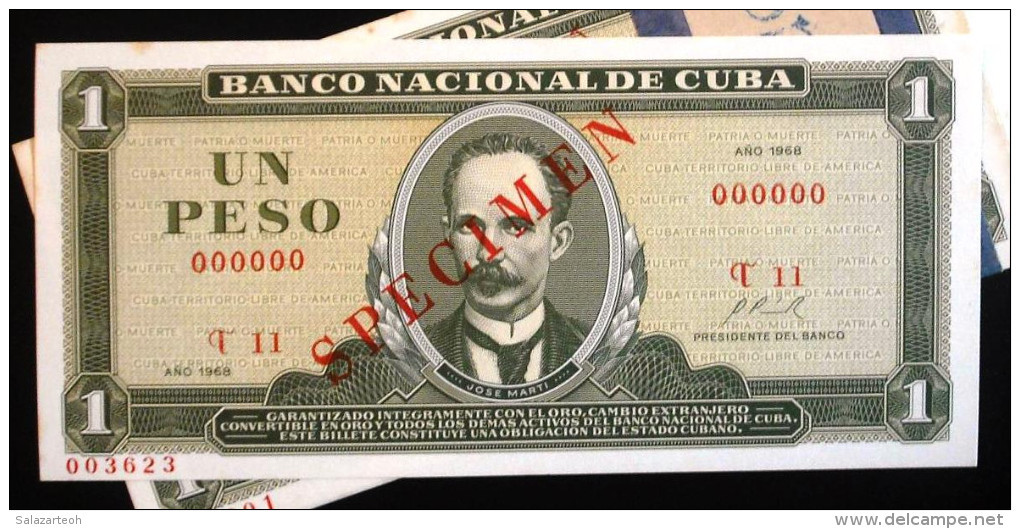 SPECIMEN 1968, Billete De Un Peso, UNC. Primera Decada De La Revolución. - Cuba