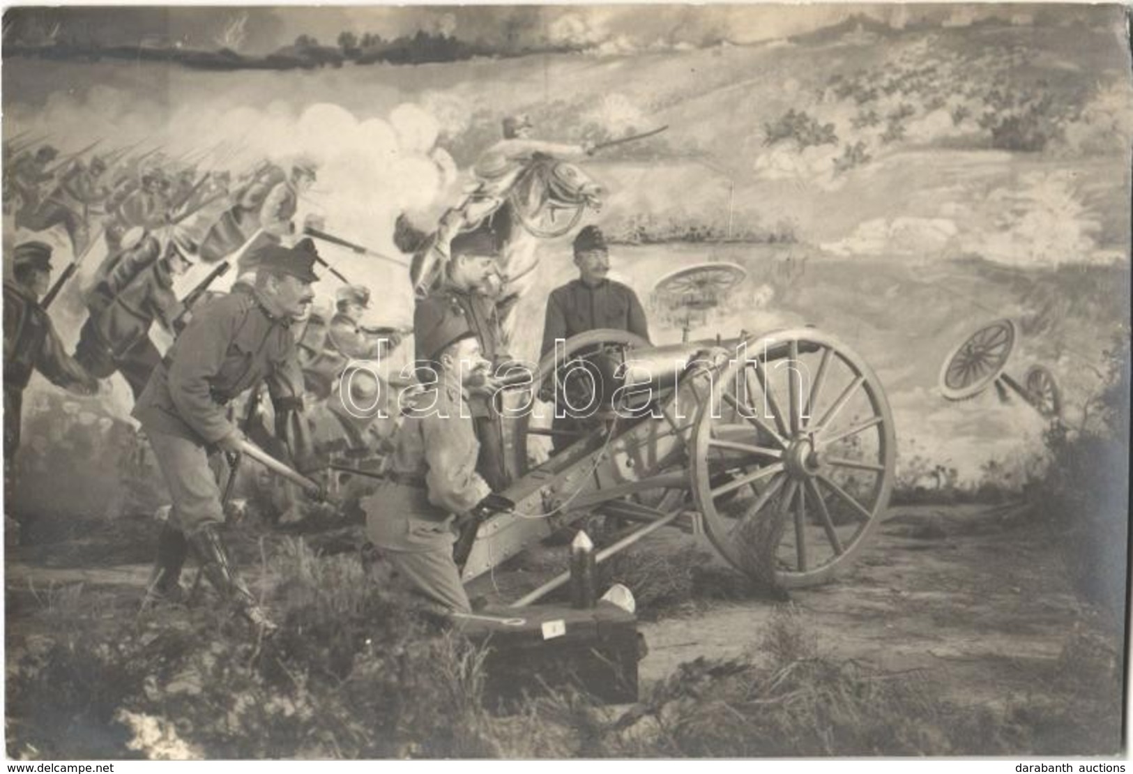 ** T4 Osztrák-magyar Katonák Műtermi Fotója / WWI Austro-Hungarian K.u.K. Military, Soldiers, Studio Photo (vágott / Cut - Ohne Zuordnung