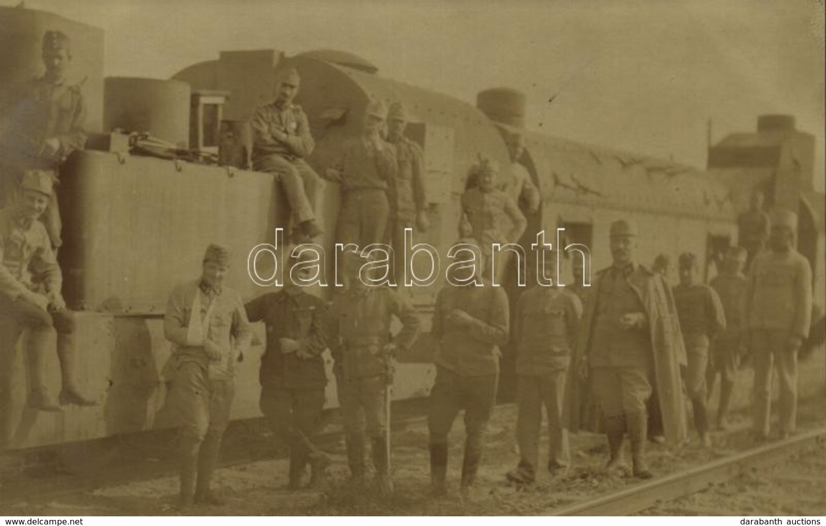 ** T1/T2 Osztrák-magyar Katonák Páncélvonat Mellett / Panzerzug / WWI Austro-Hungarian K.u.K. Military, Soldiers Next To - Ohne Zuordnung