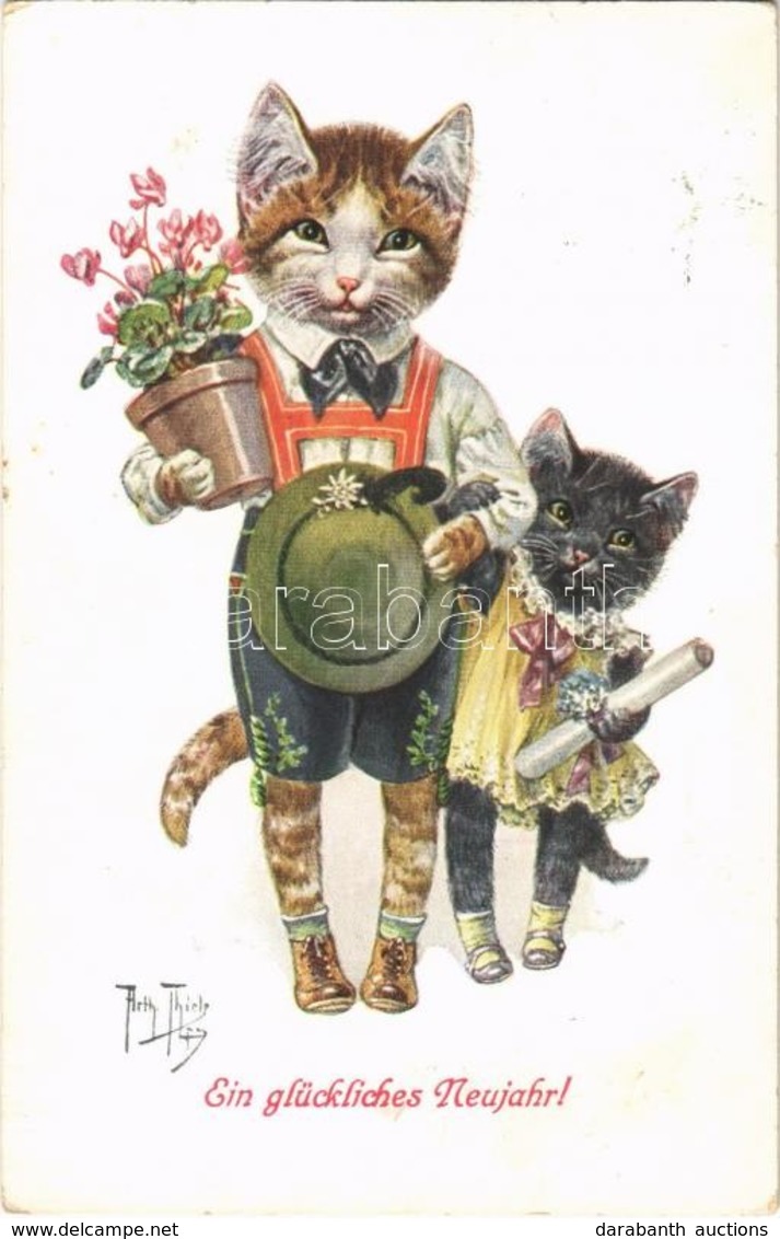 T2/T3 1914 Ein Glückliches Neujahr! / New Year Greeting Card With Cats. T. S. N. Serie 1468. S: Arthur Thiele - Ohne Zuordnung