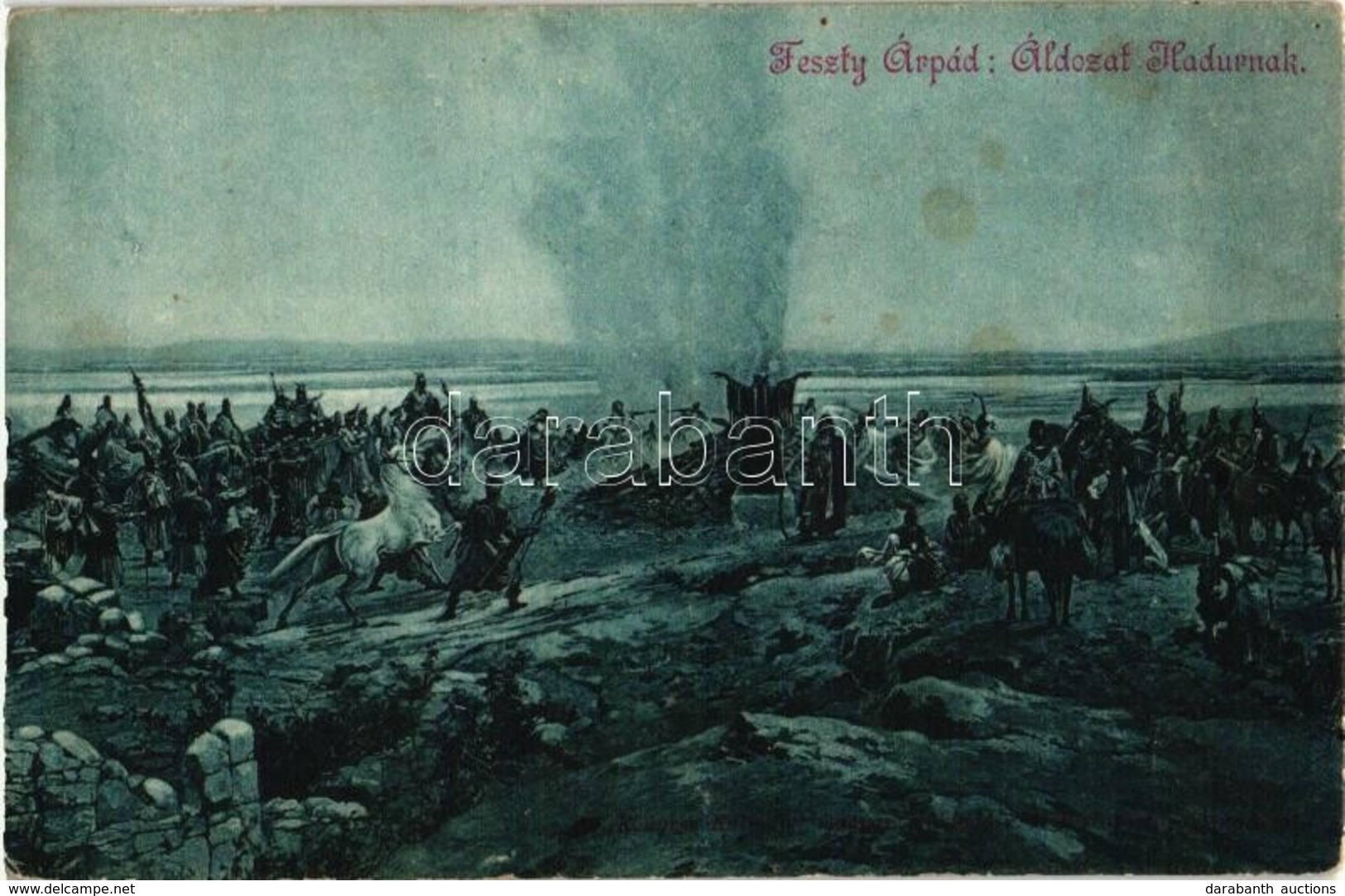 * T2/T3 Áldozat Hadúrnak. Divald Károly Kiadása / Sacrifice To Hadur. Hungarian History Art Postcard. S: Feszty Árpád (E - Sin Clasificación