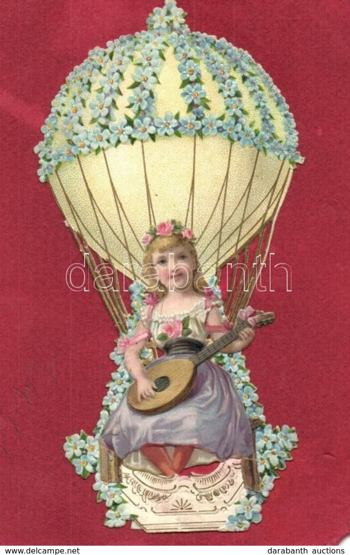 ** T4 Girl Playing On The Lute In Air Balloon. Emb. Litho (EM) - Sin Clasificación