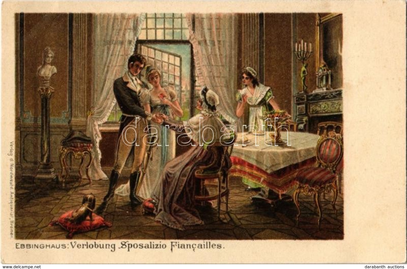 ** T1 Ebbinghaus: Verlobung Sposalizio Fiancailles / Romantic Art Postcard. Nordwestd. Antiquariat Litho - Sin Clasificación