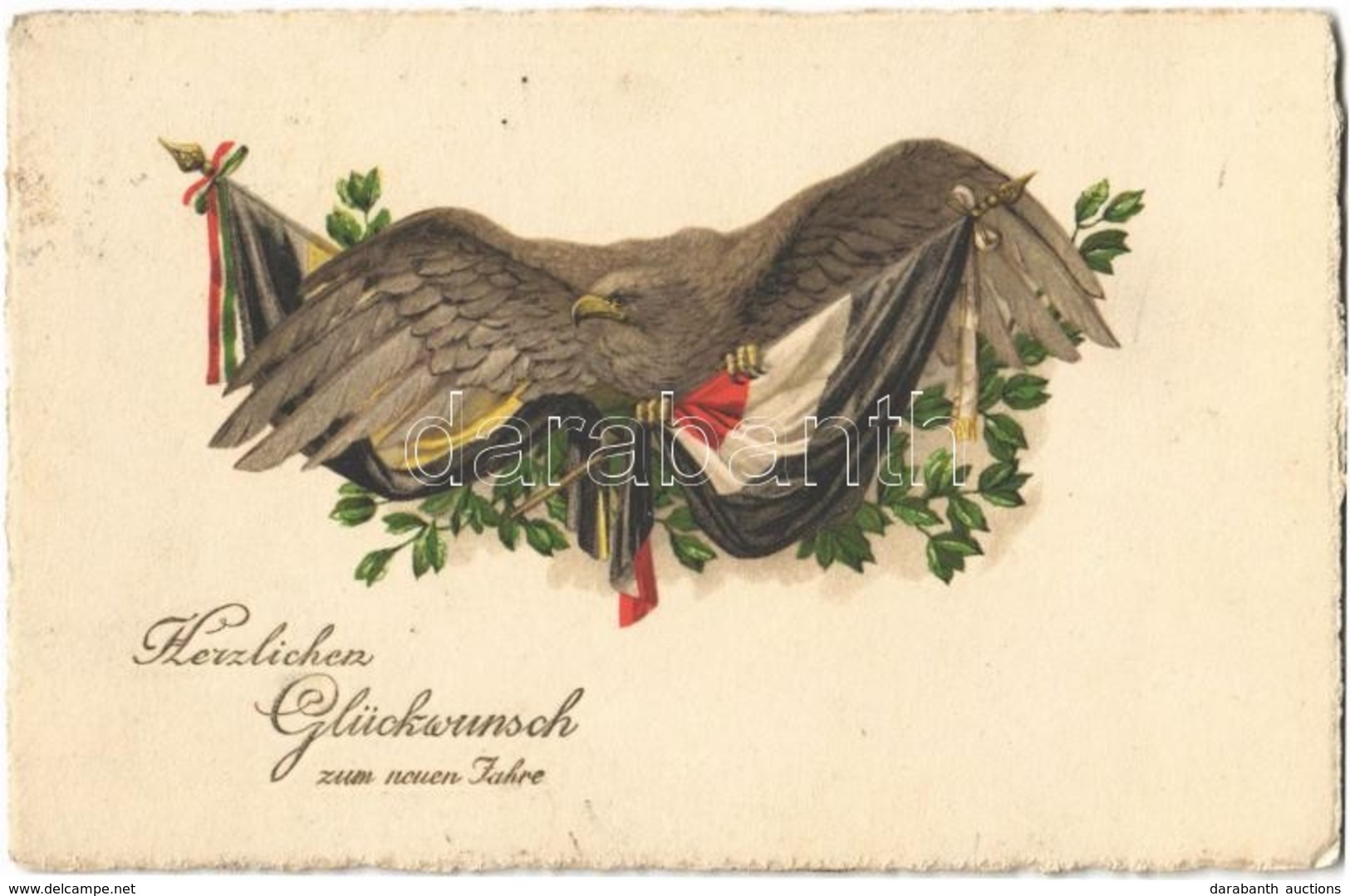 ** T1/T2 Herzlichen Glückwunsch Zum Neuen Jahre / New Year Greeting Art Postcard. Viribus Unitis Flags, Propaganda. Emb. - Sin Clasificación