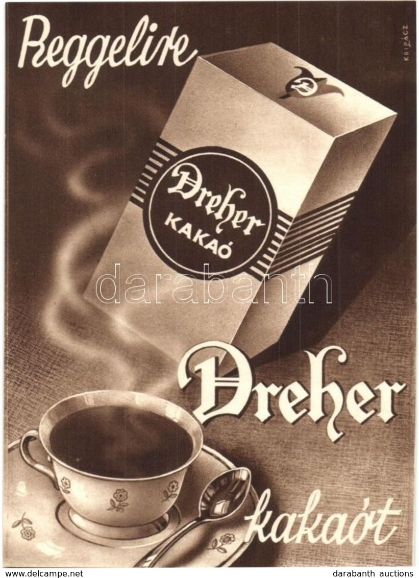 ** T1/T2 Reggelire Dreher Kakaót! Dreher Kakaópor Reklámlap / Hungarian Dreher Cocoa Powder Advertisement S: Kripácz - Sin Clasificación