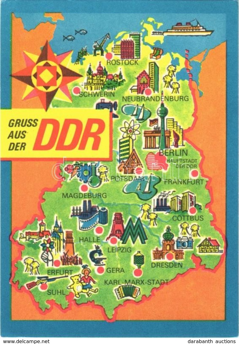 * T1/T2 Gruss Aus Der DDR, Manöver 'Waffenbrüderschaft' Oktober 1970 / Map Of The DDR (East Germany), Modern Art Postcar - Sin Clasificación