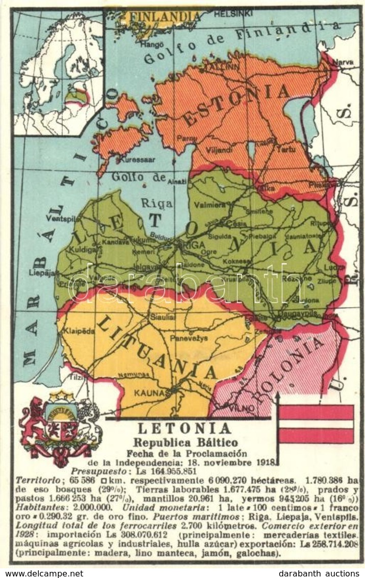 ** T2/T3 Letonia. Republica Báltico / Latvia Map, Baltic States (Rb) - Sin Clasificación