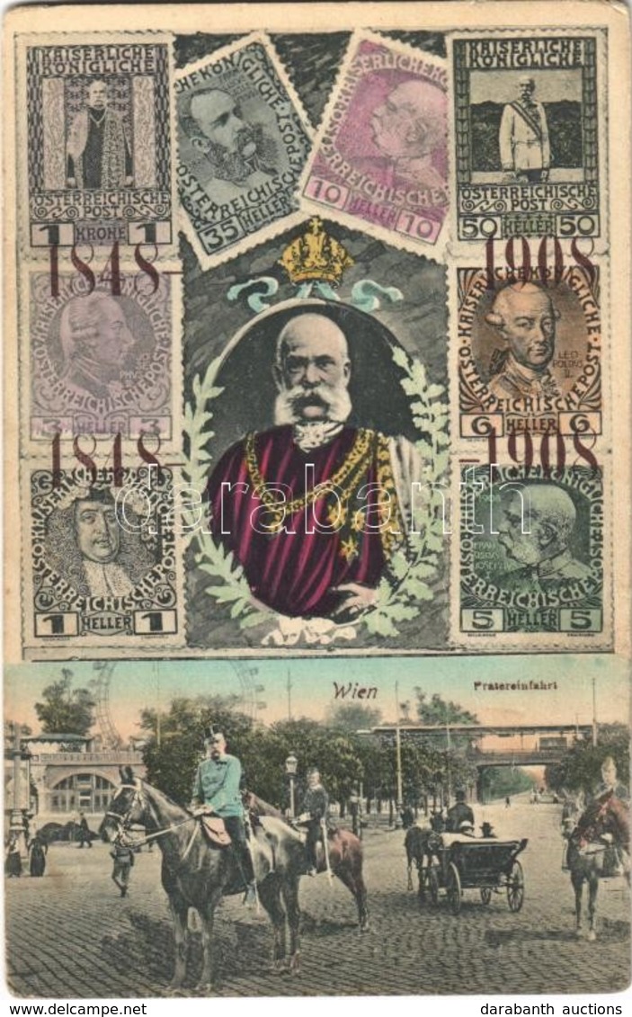 * T2/T3 1848-1908 Franz Josef, Wien, Pratereinfahrt / Franz Joseph's 60th Anniversary Of Reign, Stamps (fl) - Ohne Zuordnung