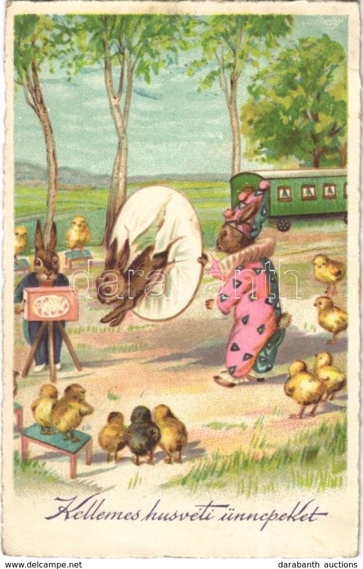 T2/T3 Kellemes Húsvéti Ünnepeket! Nyúl Cirkusz / Easter Greeting Art Postcard With Rabbit Acrobats, Circus. WSSB 8213. L - Sin Clasificación