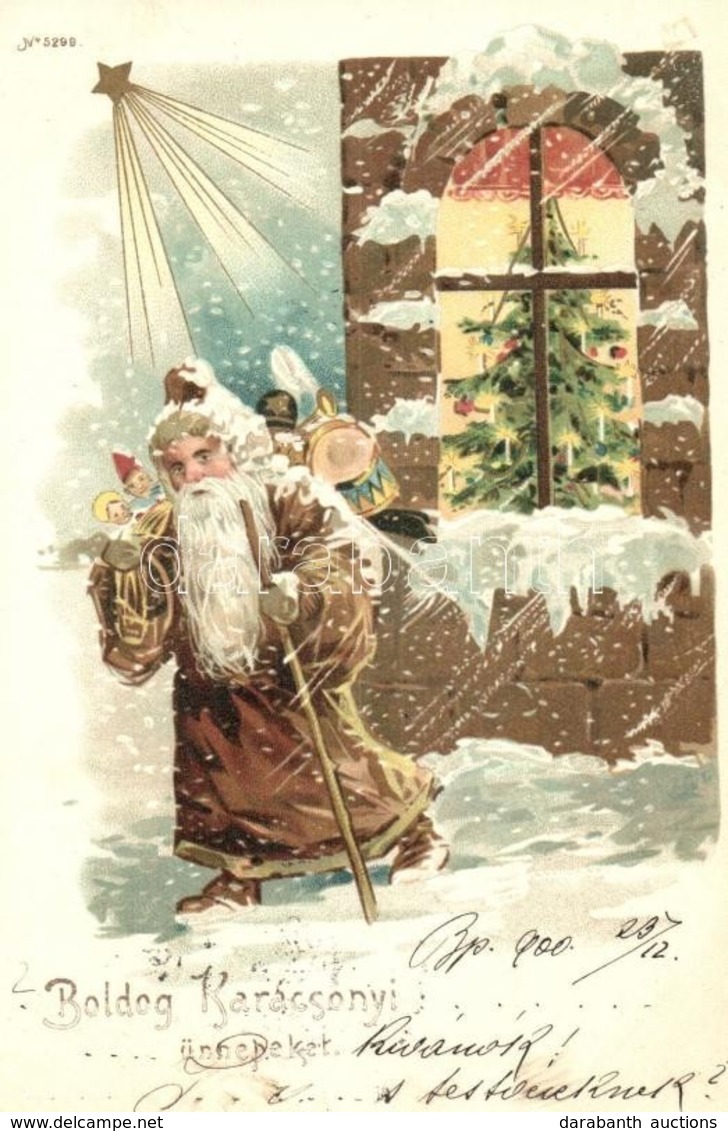 T2 1900 Boldog Karácsonyi Ünnepeket! Mikulás / Christmas Greeting Card, Saint Nicholas. No. 5299. Litho - Sin Clasificación