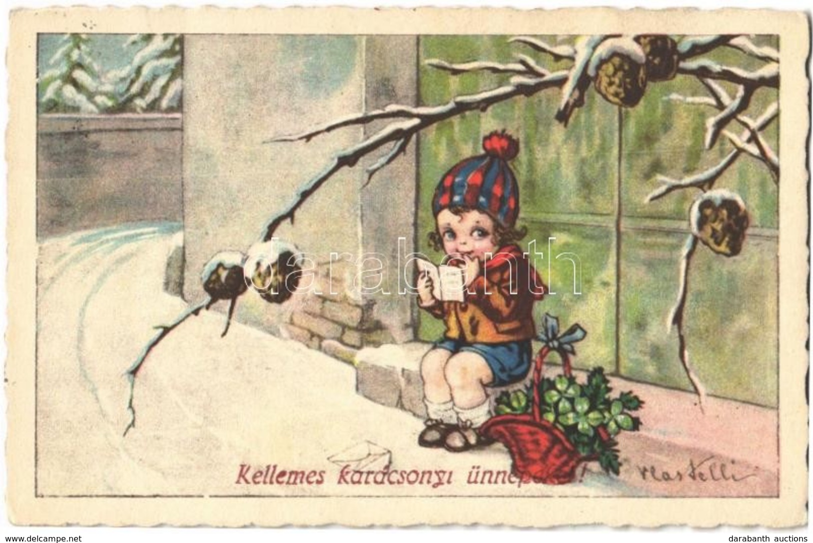 T2 Kellemes Karácsonyi ünnepeket! / Christmas Greeting Art Postcard S: Castelli - Sin Clasificación