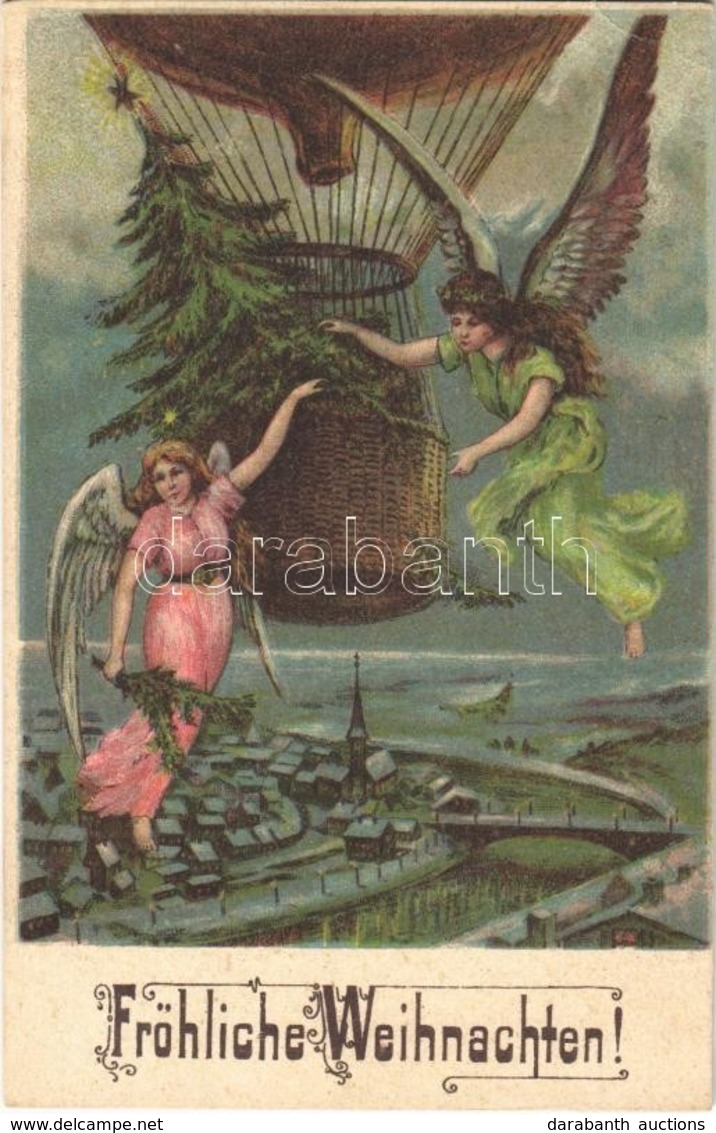 T2/T3 1909 Fröhliche Weihnachten! / Angels With A Balloon, Christmas Greeting Card, Litho (EK) - Sin Clasificación