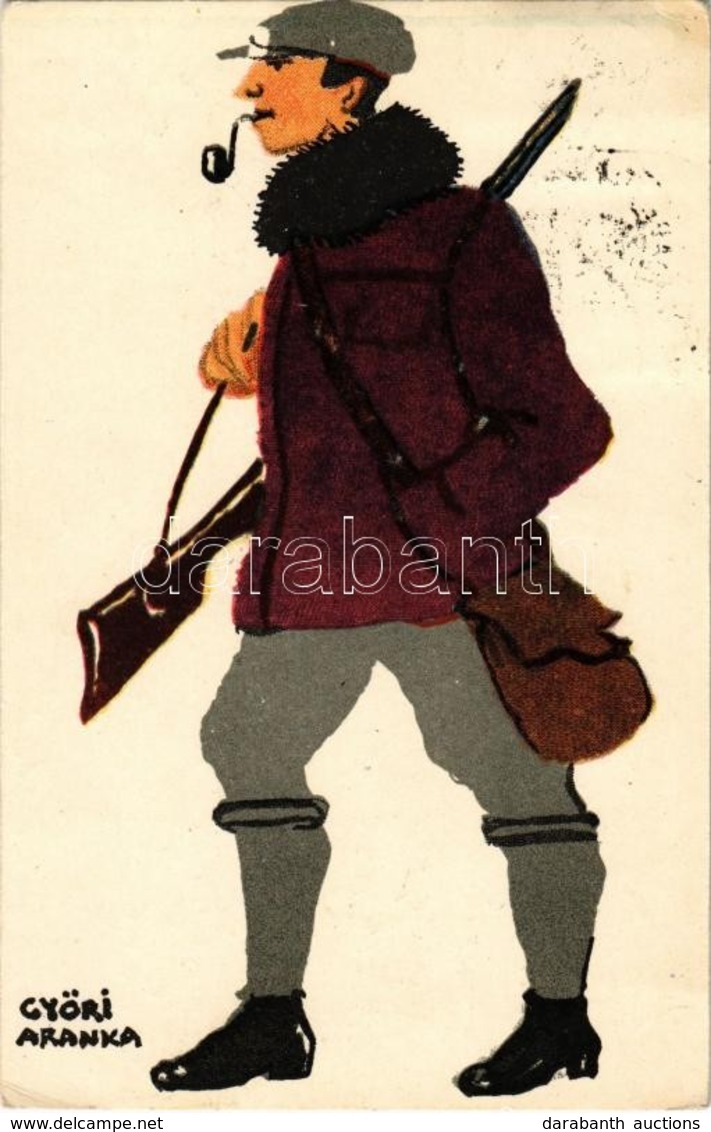 T2/T3 Ungarische Werkstätte, Vadász; Diana Sósborszesz Reklám / Hungarian Art Postcard, Hunter. Advertisement On The Bac - Sin Clasificación