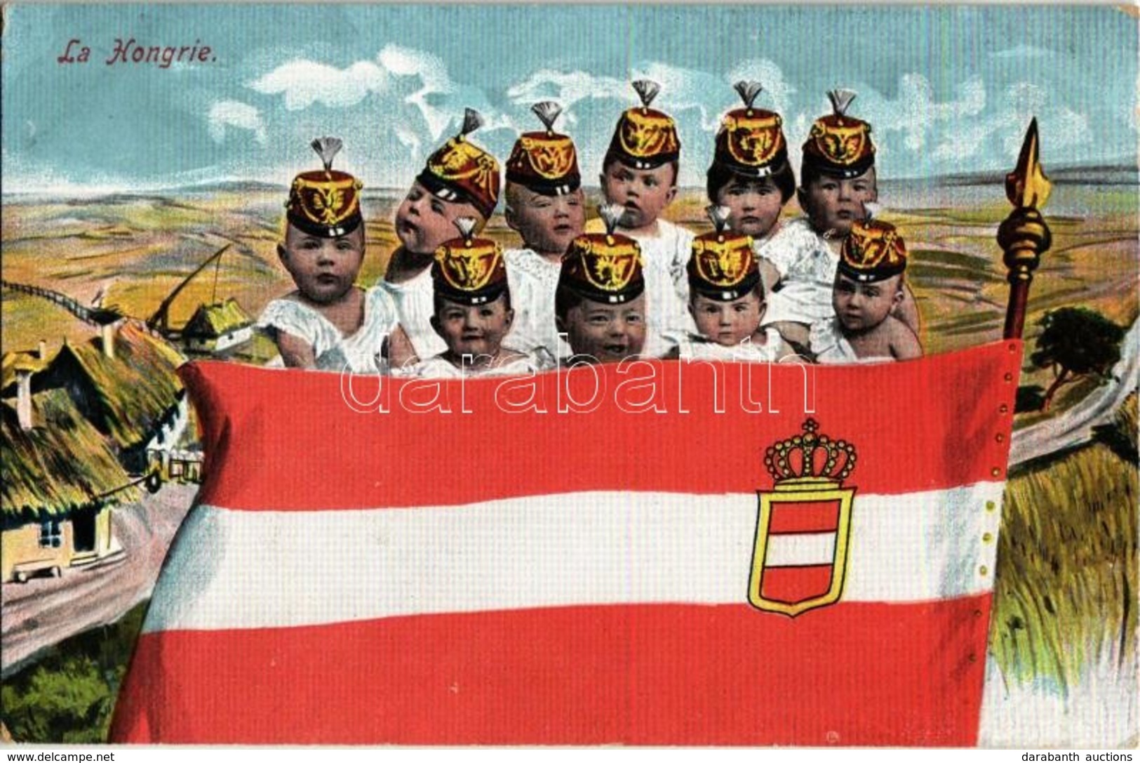 ** T2 La Hongrie / Hungary. Flag Of Austria With Babies - Sin Clasificación