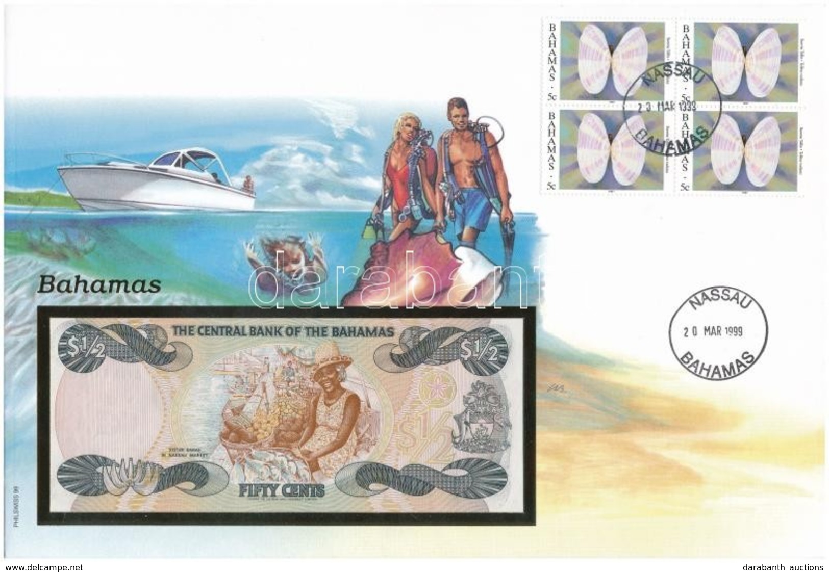 Bahamák 1984. 50c Felbélyegzett Borítékban, Bélyegzéssel T:I 
Bahamas 1984. 50 Cents In Envelope With Stamp And Cancella - Sin Clasificación