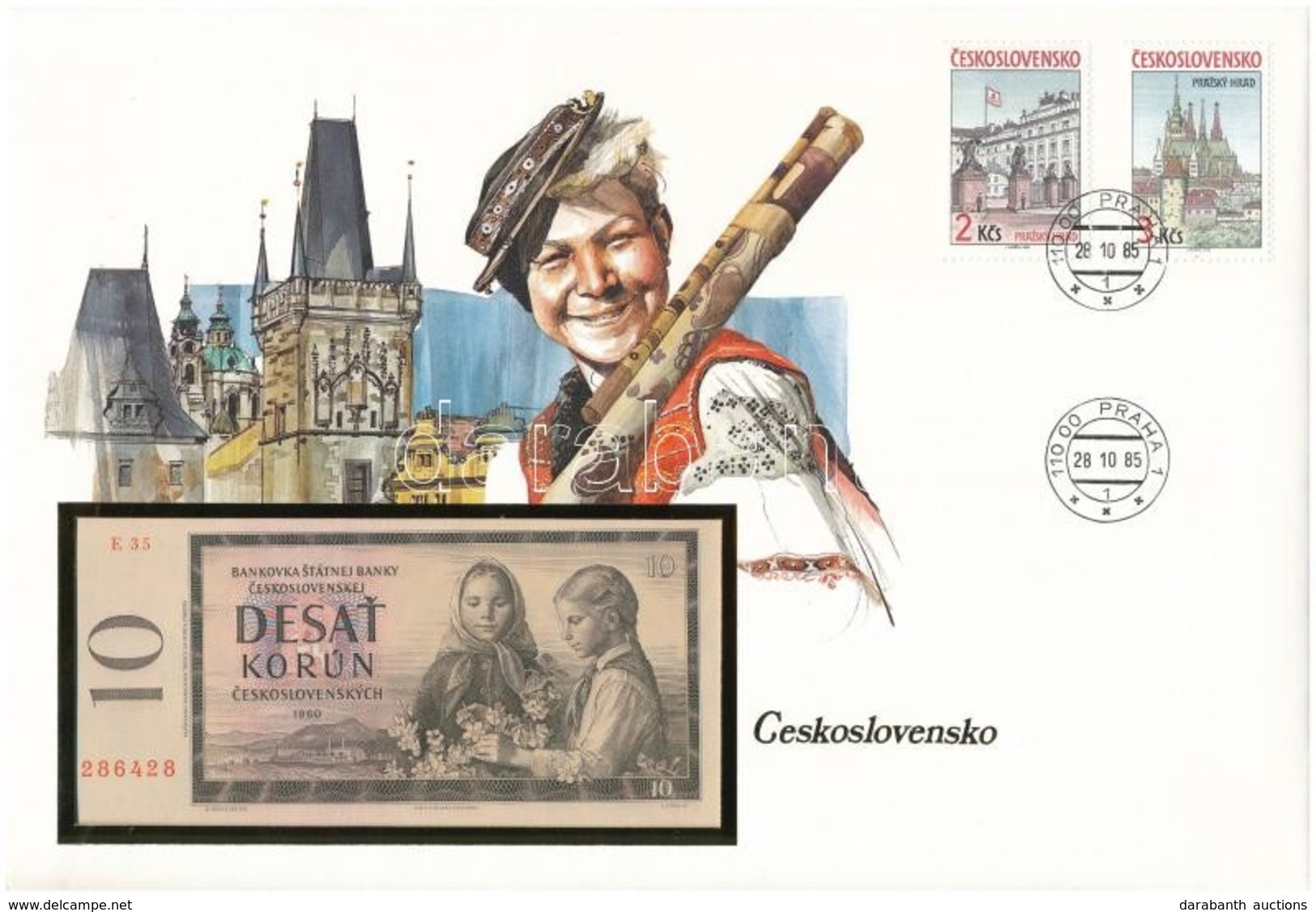 Csehszlovákia 1960. 10K Felbélyegzett Borítékban, Bélyegzéssel T:I 
Czechoslovakia 1960. 10 Korun In Envelope With Stamp - Sin Clasificación