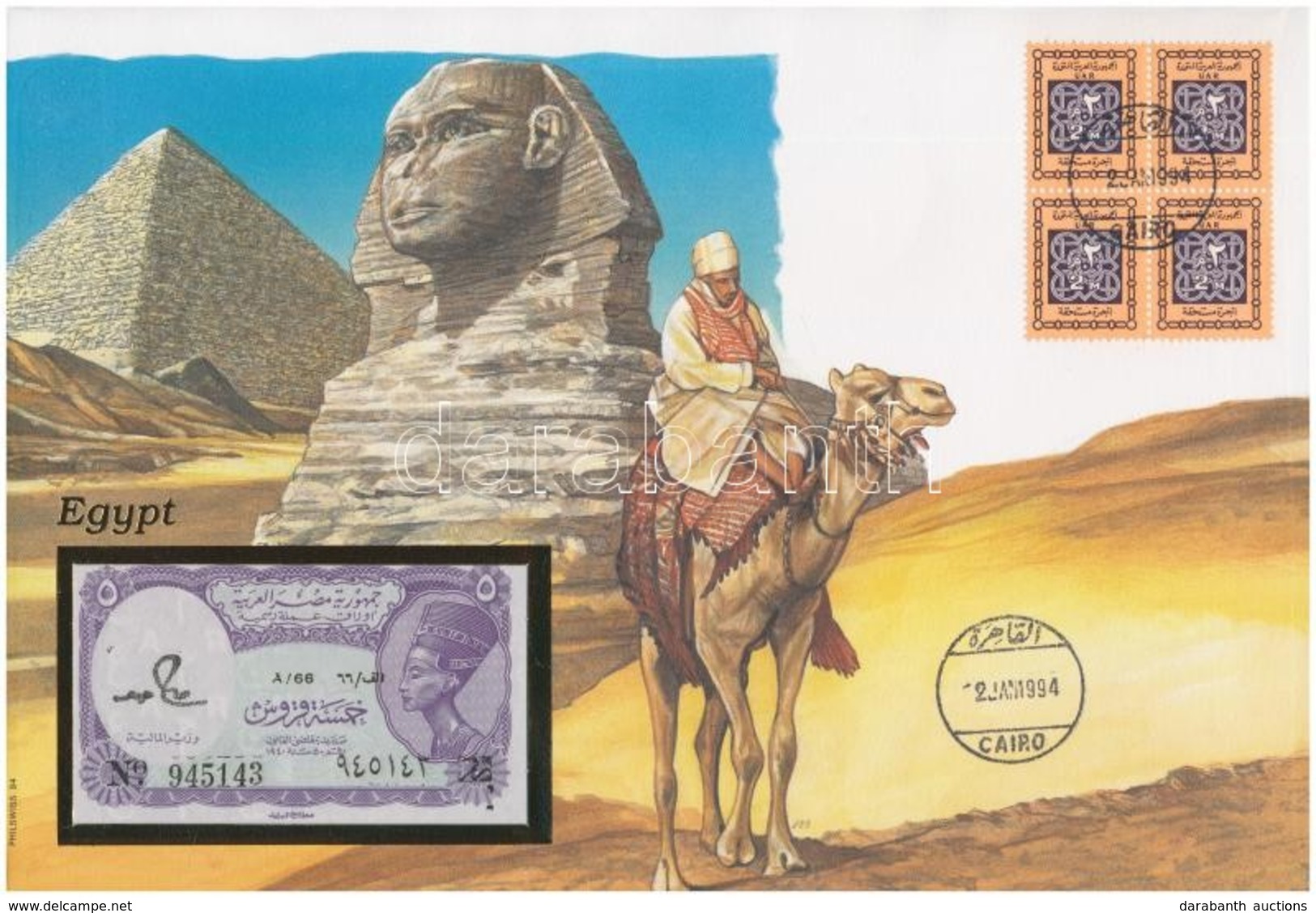 Egyiptom 1984. 5P, Felbélyegzett Borítékban, Bélyegzéssel T:1 Egypt 1984. 5 Piastres In Envelope With Stamp And Cancella - Sin Clasificación