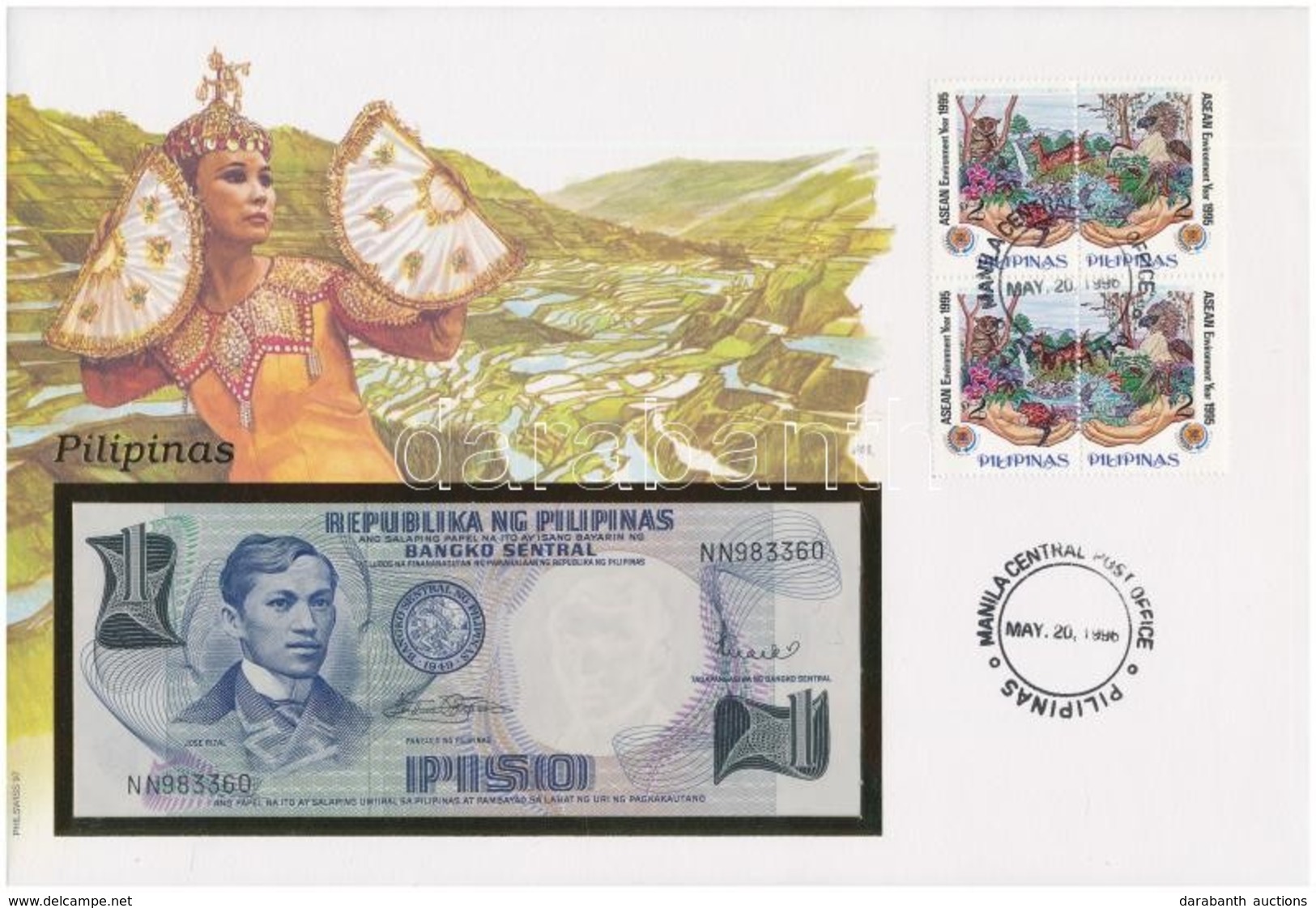 Fülöp-szigetek 1969. 1P Felbélyegzett Borítékban, Bélyegzéssel T:I 
Philippines 1969. 1 Piso In Envelope With Stamp And  - Sin Clasificación