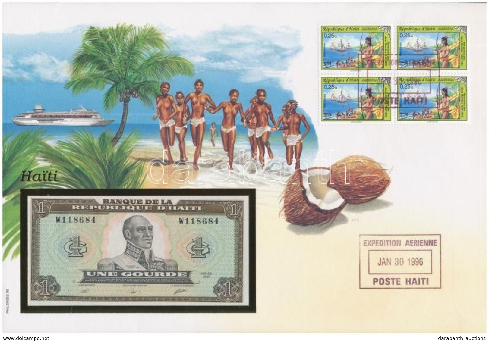 Haiti 1989. 1G Felbélyegzett Borítékban, Bélyegzéssel T:I Haiti 1989. 1 Gourde In Envelope With Stamp And Cancellation C - Sin Clasificación