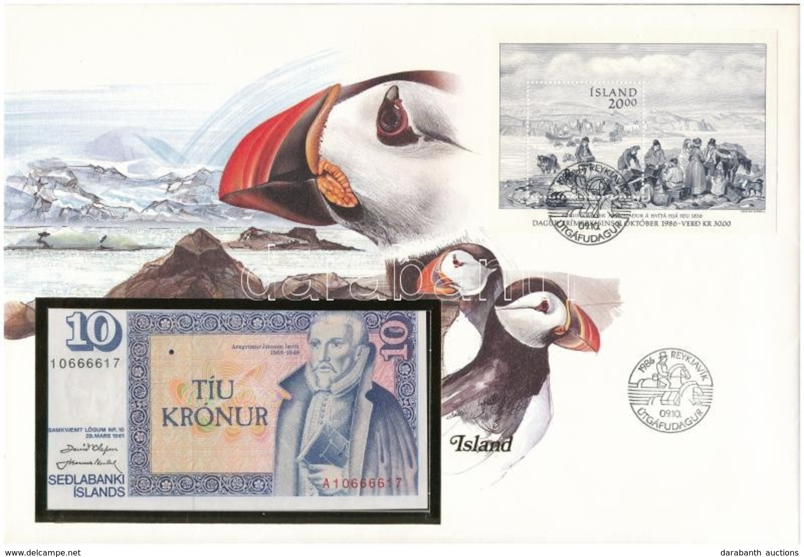 Izland 1961. 10K Felbélyegzett Borítékban, Bélyegzéssel T:I 	
Iceland 1961. 10 Kronur In Envelope With Stamp And Cancell - Sin Clasificación