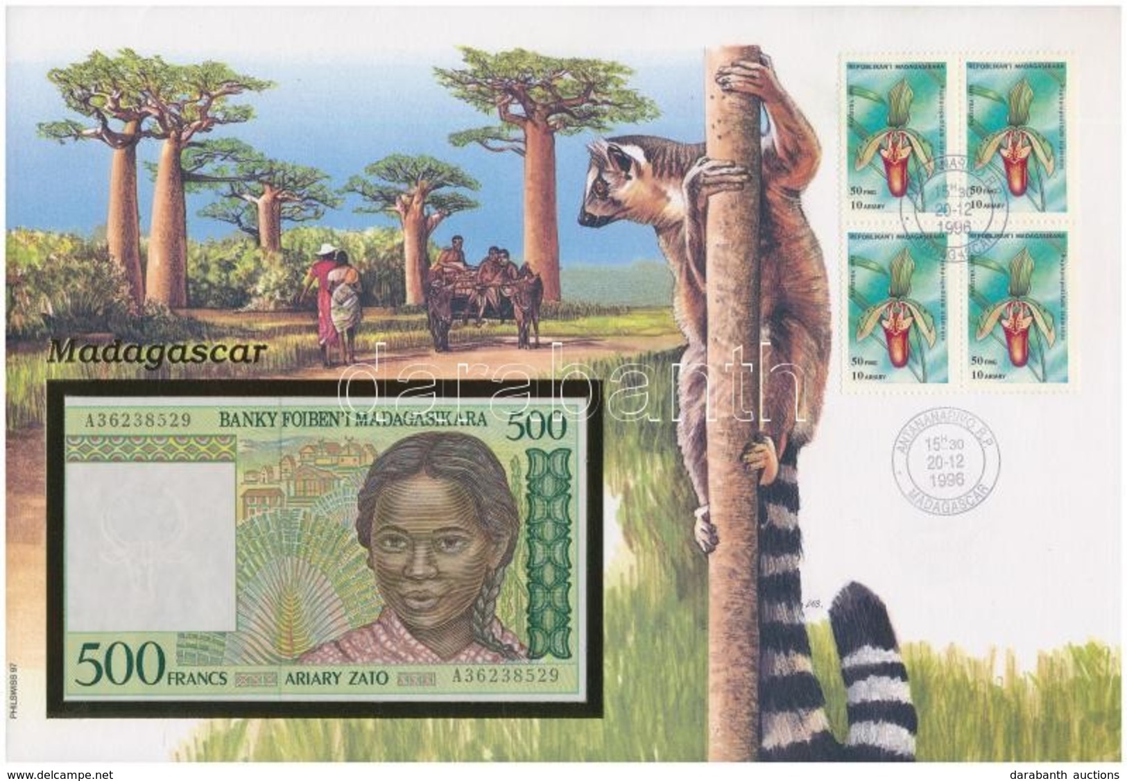 Madagaszkár 1994. 500Fr Felbélyegzett Borítékban, Bélyegzéssel T:1 Madagascar 1994. 500 Francs In Envelope With Stamp An - Sin Clasificación