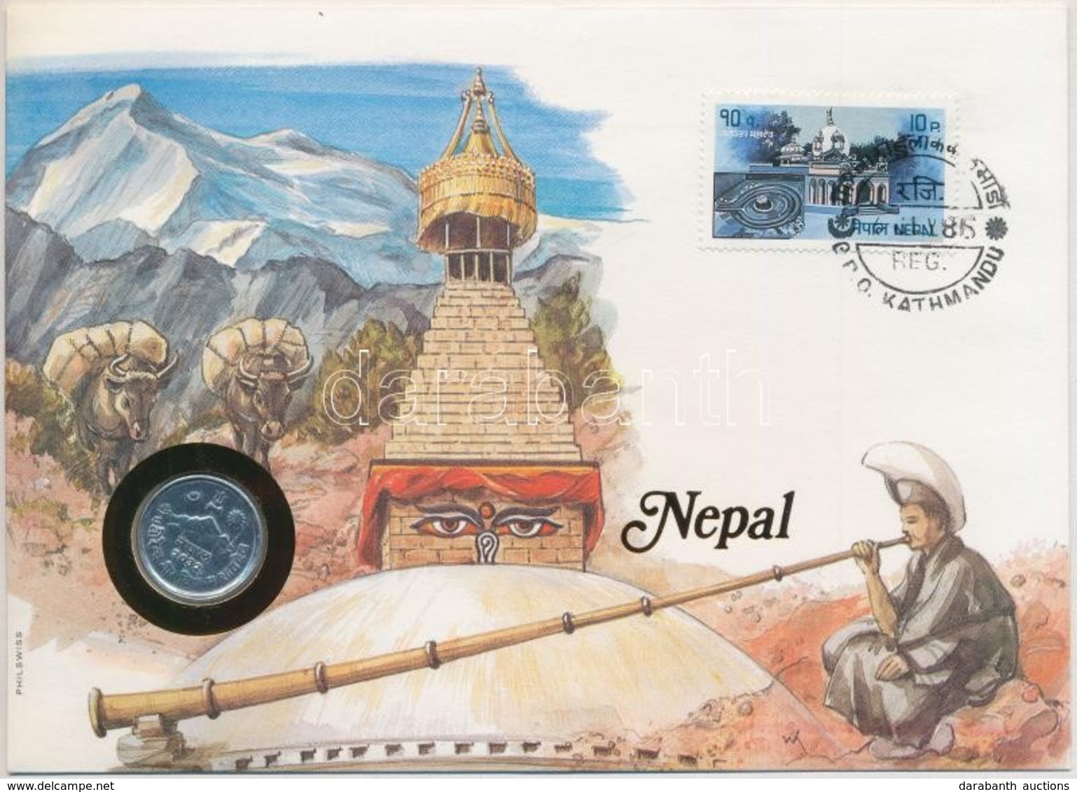 Nepál 1975. 5p, Felbélyegzett Borítékban, Bélyegzéssel, Német Nyelvű Leírással T:2
Nepal 1975. 5 Paisa In Envelope With  - Sin Clasificación