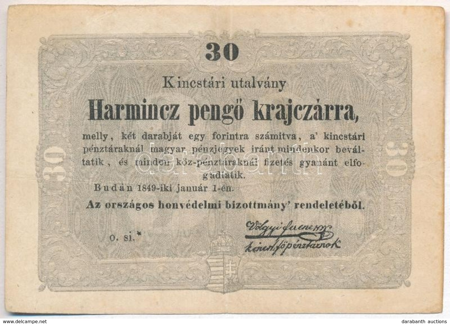 1849. 30kr 'Kossuth Bankó' Dátumban '-IKI' Sajtóhibával T:III
Adamo G103h - Sin Clasificación